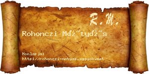 Rohonczi Mátyás névjegykártya