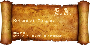 Rohonczi Mátyás névjegykártya