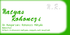 matyas rohonczi business card